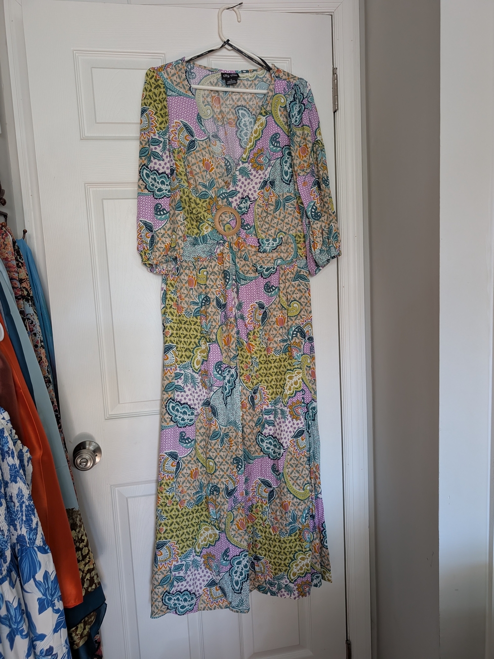CityChic Pastel Paisley Wrap Maxi Dress NWOT S/16